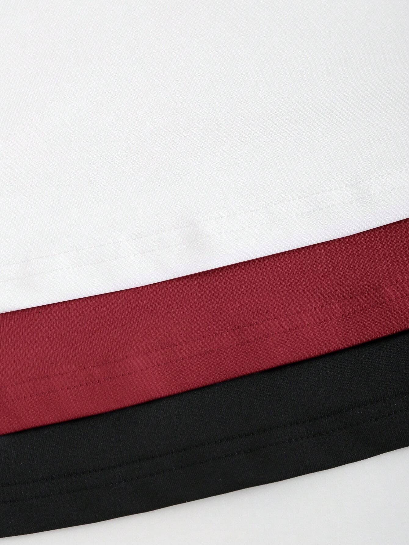 Conjunto 3 Camisetas Femininas Mozzena Multicolor Manga Curta Decote Coração Slim Fit