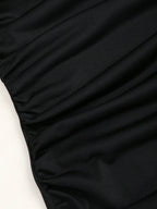 Vestido Longo Feminino Mozzena Preto Gola Drapeada Frente Única Bainha Sereia Slim Fit