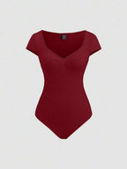 Conjunto 3 Bodysuits Femininos Mozzena Multicolor Decote Coração Manga Curta Slim Fit