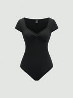 Conjunto 3 Bodysuits Femininos Mozzena Multicolor Decote Coração Manga Curta Slim Fit
