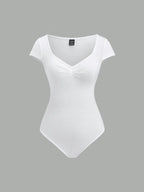Conjunto 3 Bodysuits Femininos Mozzena Multicolor Decote Coração Manga Curta Slim Fit