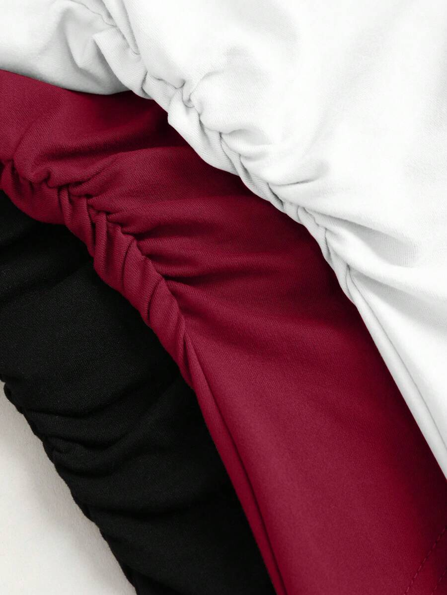 Conjunto 3 Cropped Tops Femininos Mozzena Assimétricos Multicolor Slim Fit